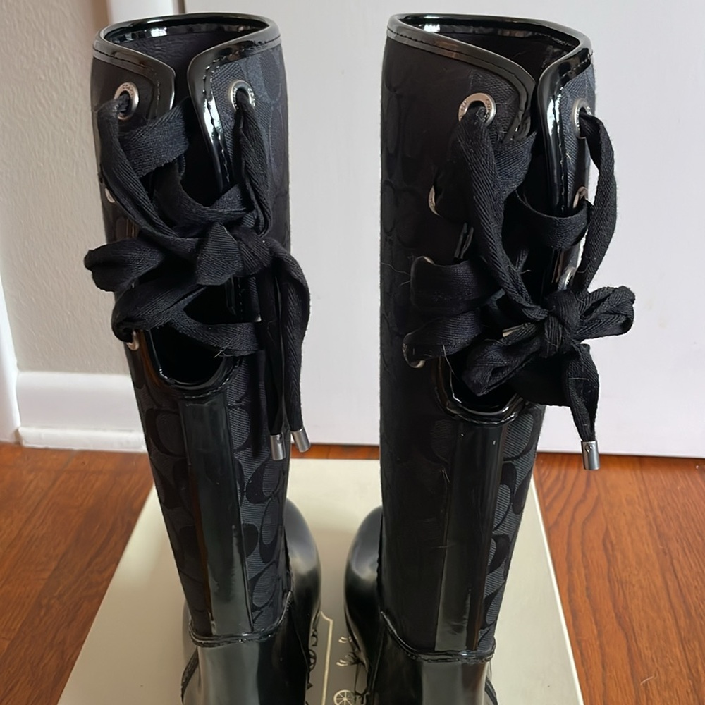 Coach Women's Tristee Black Rain Boots - Picture 7 of 10